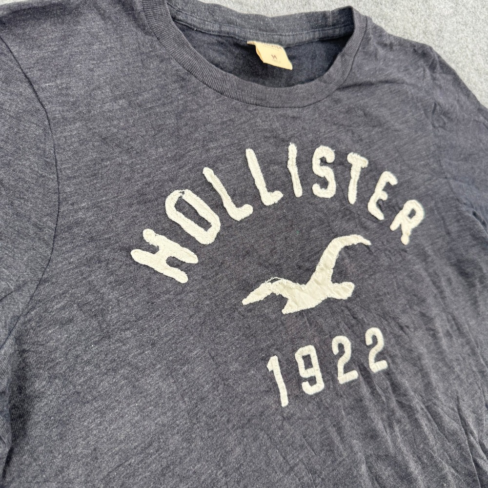Hollister T-Shirt Mens M 1922 Applique Logo Charcoal Gray Heathered EUC - Picture 2 of 7